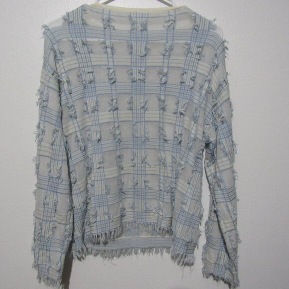 Lafayette 148 New York Size S Fringe-trim Bateau-neck Pullover in Cloud-multi - Picture 2 of 7